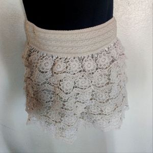 Short Lace stylish skirt skirt with shorts underneath , ,off white